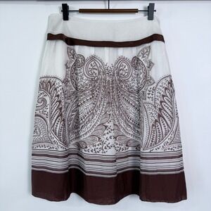 Pendleton Paisley Retro Boho A Line Skirt Size 12P Cotton Silk Lightweight Lined